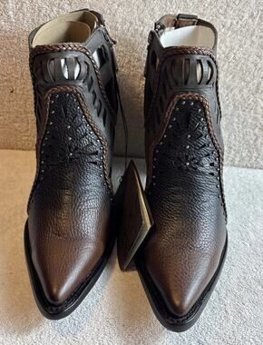 CUADRA WOMEN WESTERN EMBROIDERY BOOTIE Brown LEATHER SIZE 10 M